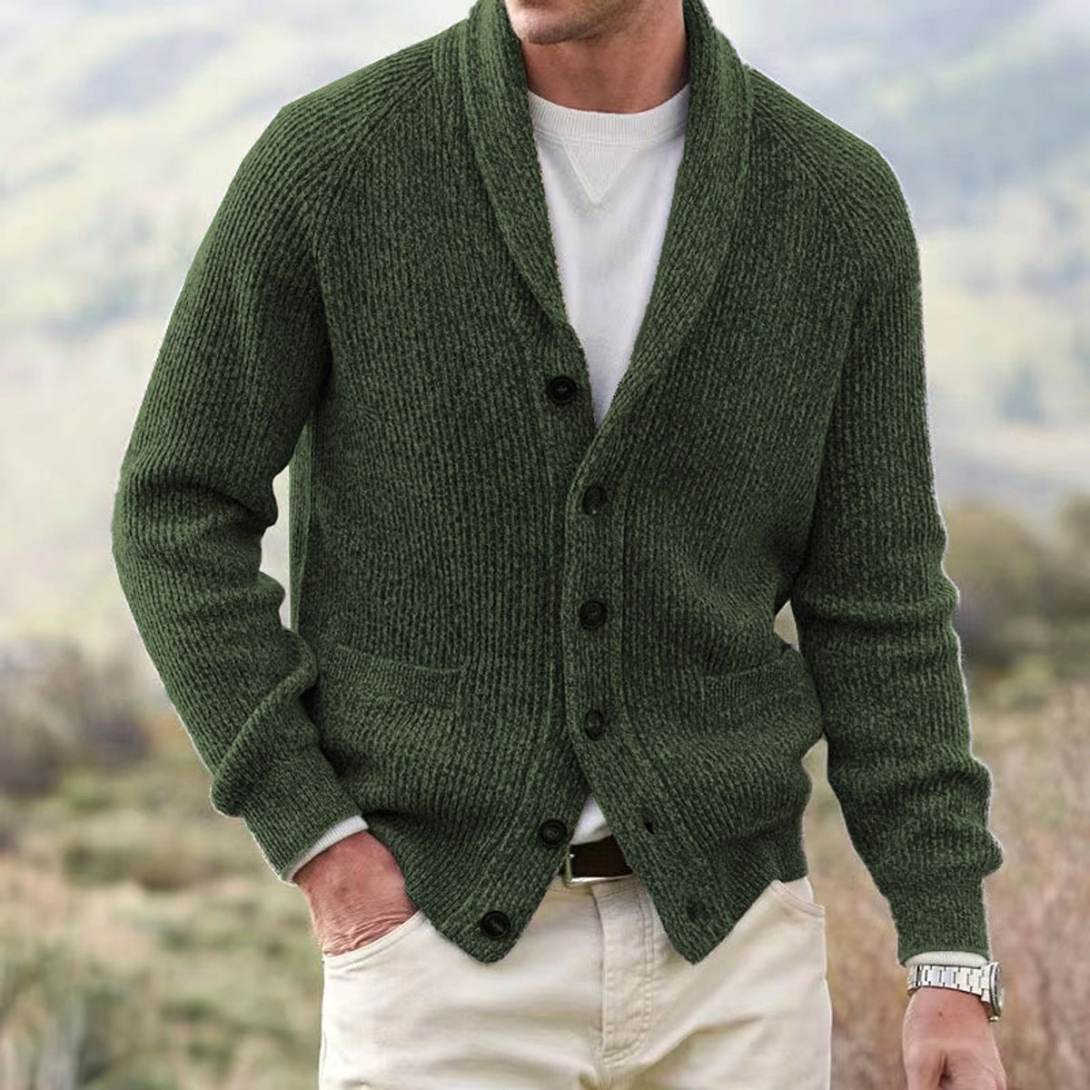 Men's Lapel Multi-button Thickening Cardigan Coat - enhanced image 2