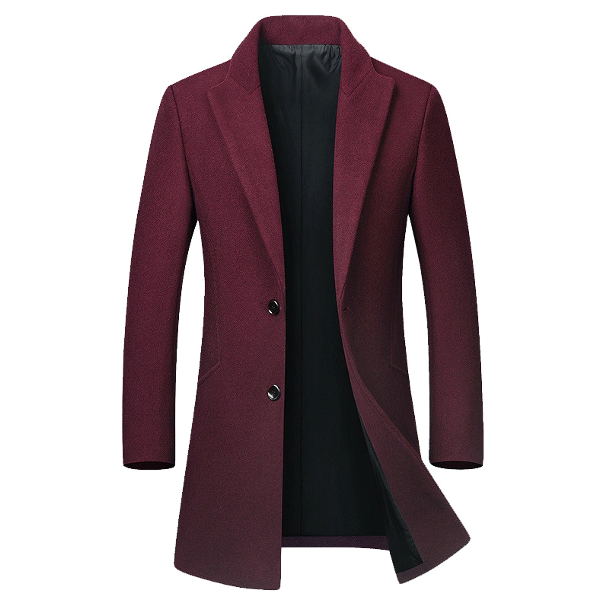 Men's long woolen coat trench coat - enhanced image 2