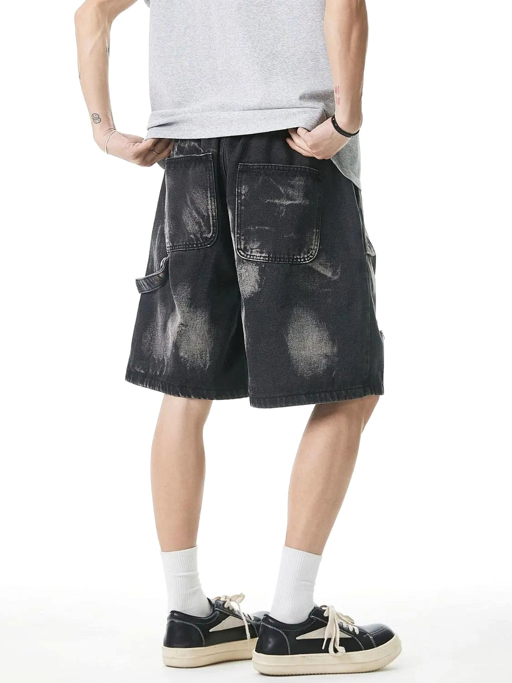 Men's Plus Size Distressed Cargo Denim Shorts - enhanced image 2