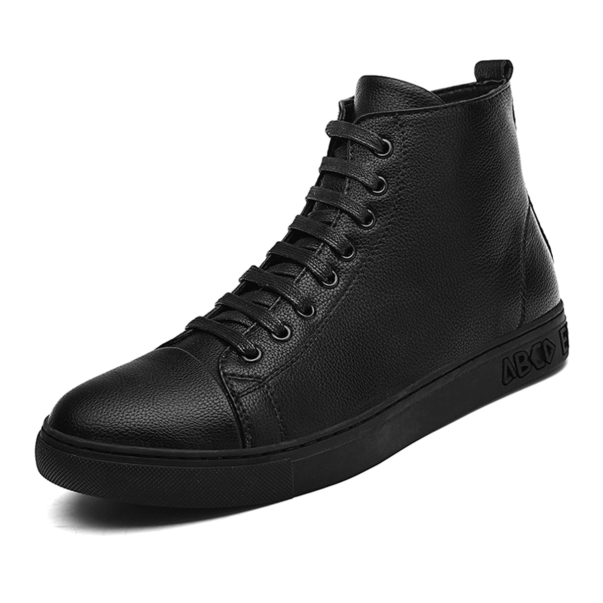 Men's Plus Size High Top Black Sneakers - enhanced image 2