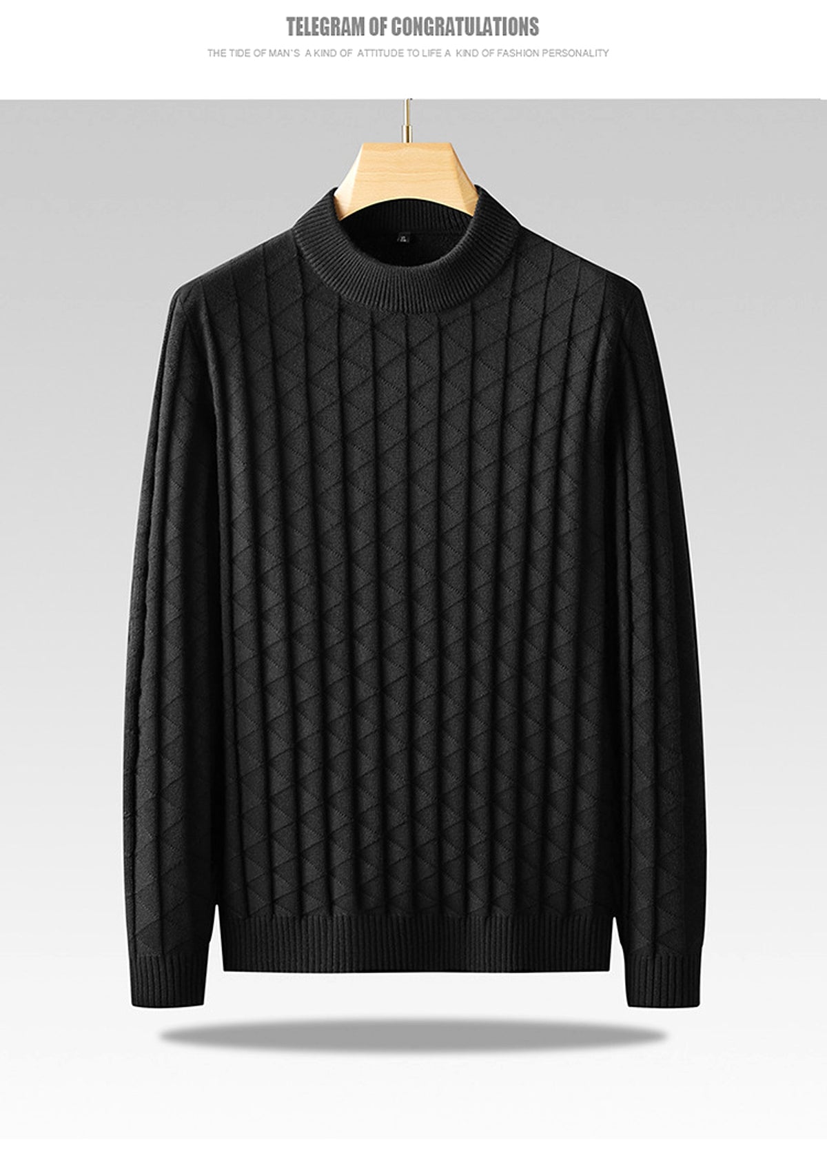 Men's Plus Size Knitted Sweater - enhanced image 2