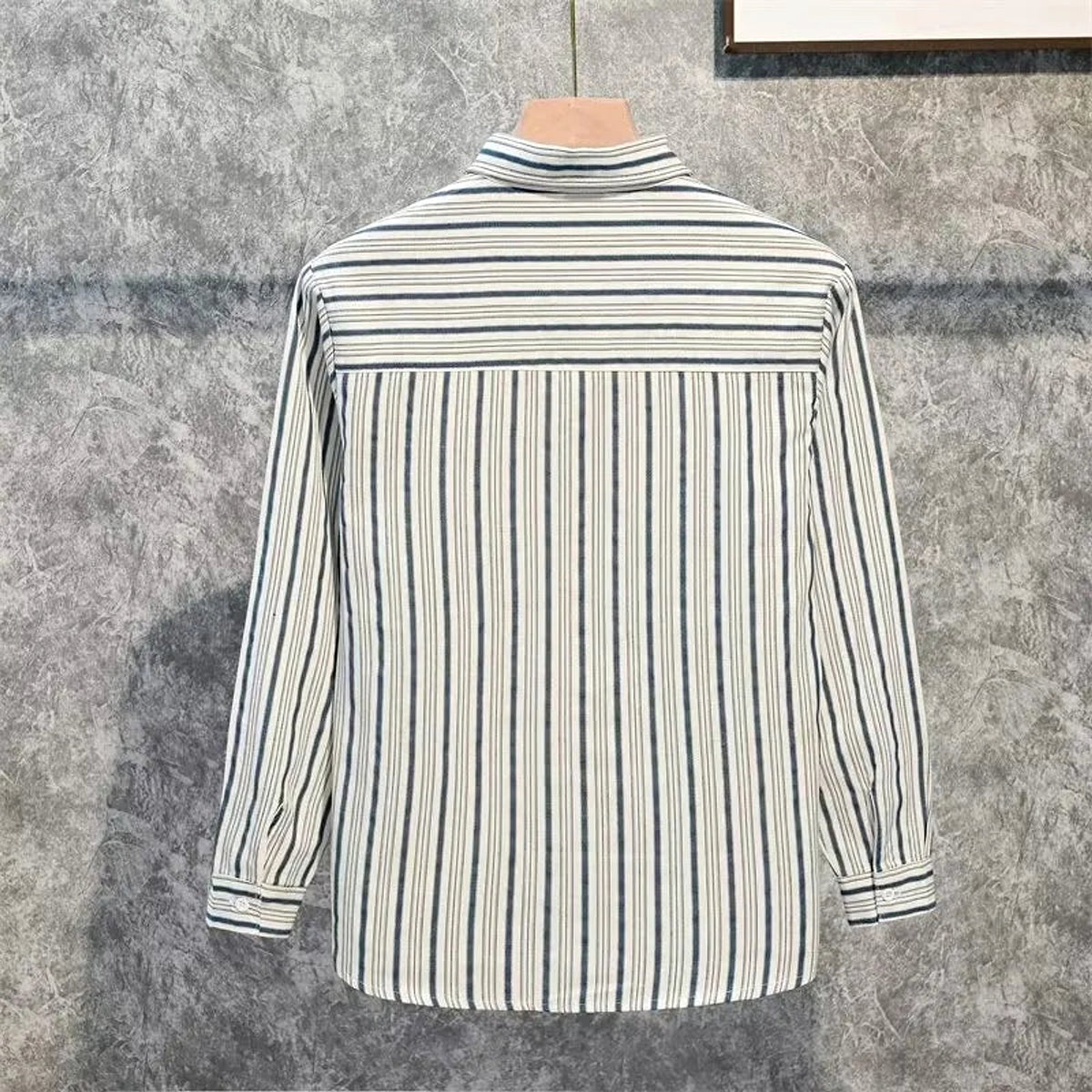 Men's Plus Size Striped Long Sleeve Button-Down Shirt - enhanced image 2