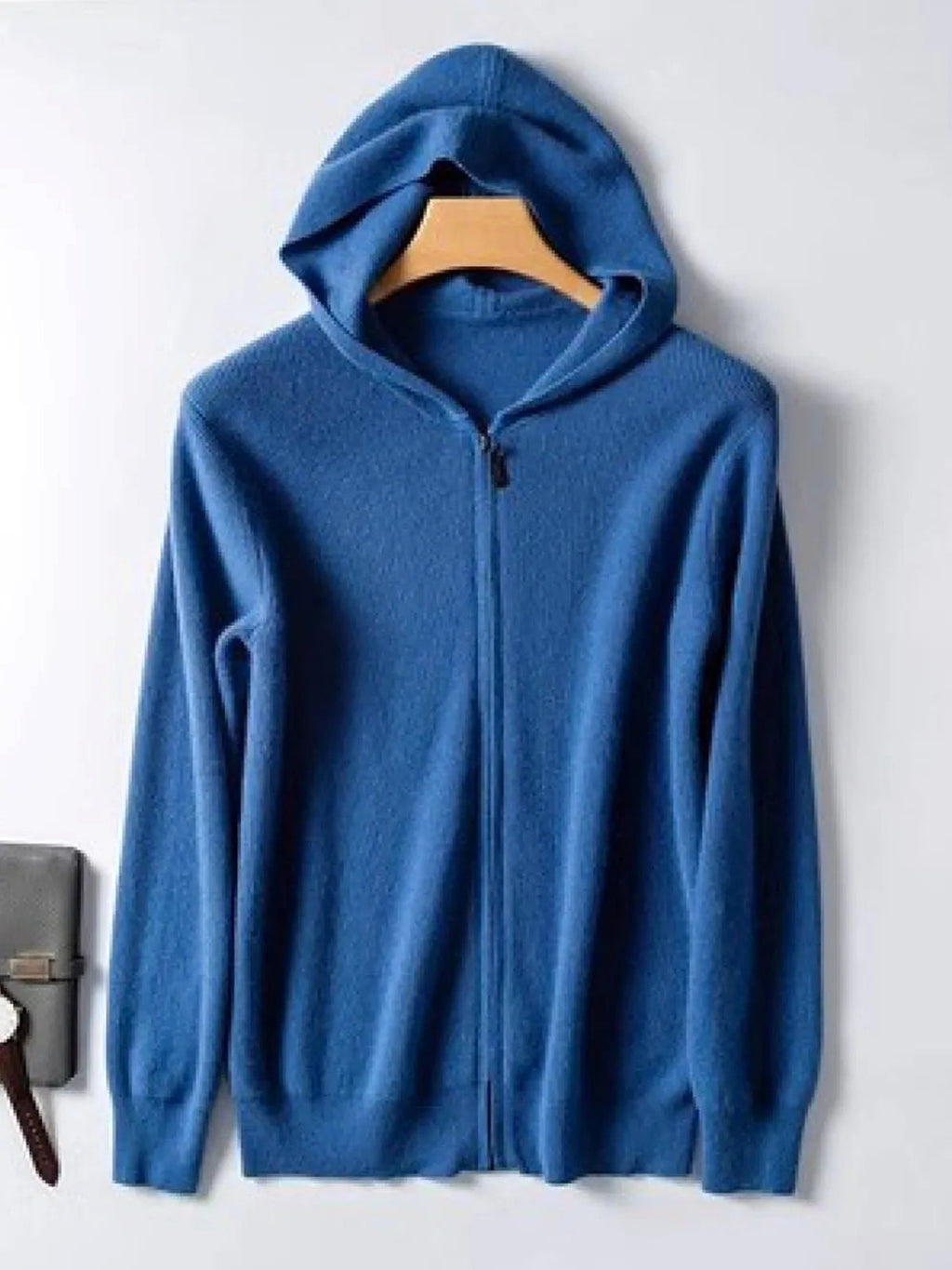 Men's Plus Size Zip-Up Hooded Knit Cardigan - enhanced image 2