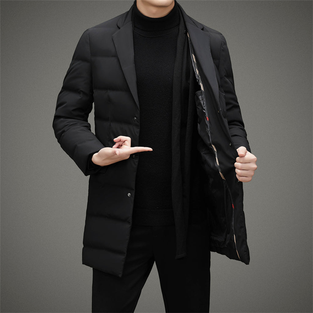 A.1 Men's Scarf Collar Cold-proof Down Jacket Coat Mid-length - enhanced image 2