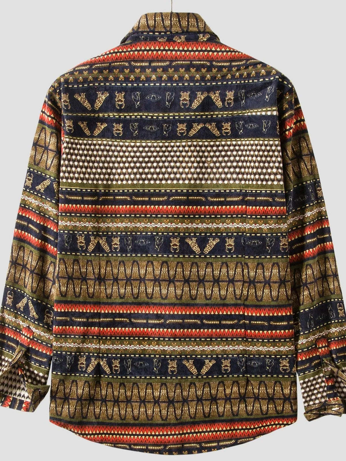 Men's Vintage Ethnic Print Button Down Shirt - enhanced image 2