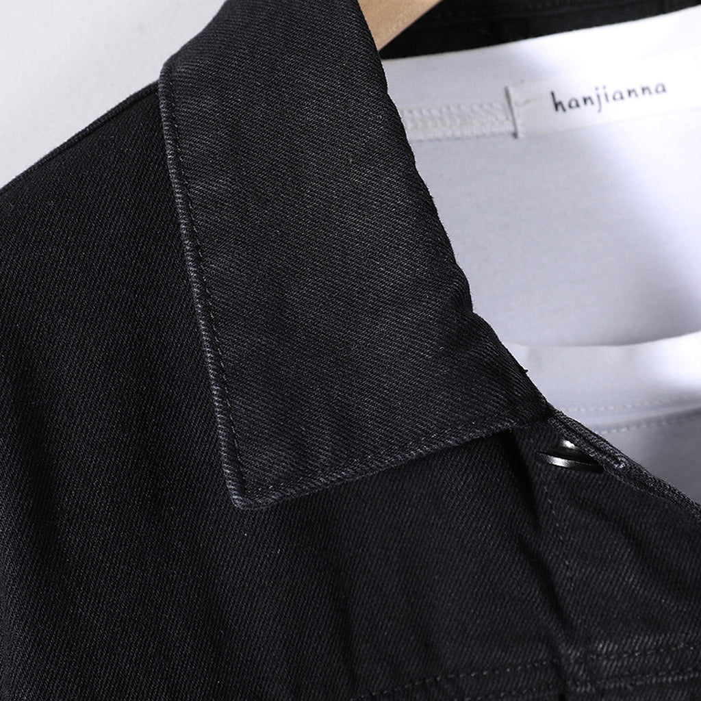 Men's Year Denim Clothes Black DressShirt
