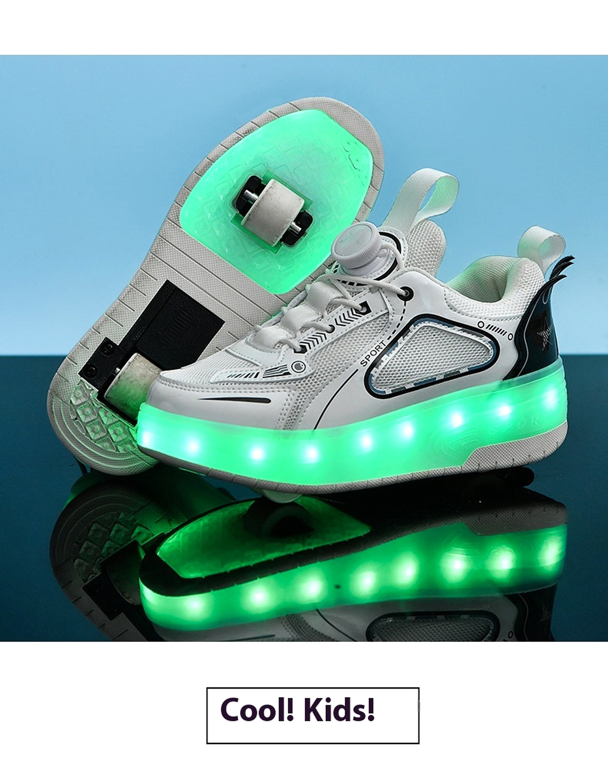 Mesh Double Wheel Heelys Children's Luminous Charging Roller Skating Deformation Skate Shoes - enhanced image 2