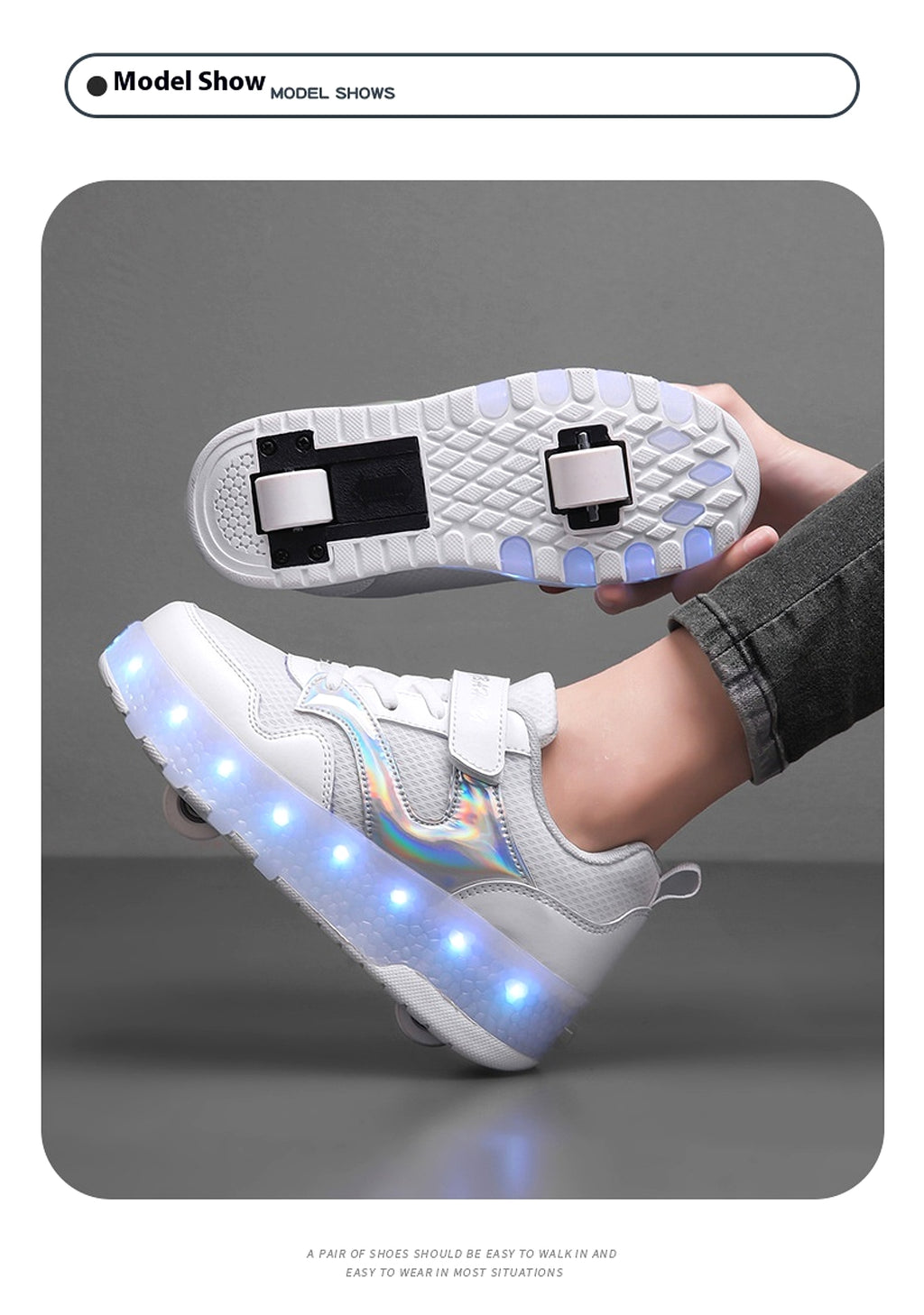 Mesh Heelys Double-wheeled Boys And Girls Skate Shoes - enhanced image 2