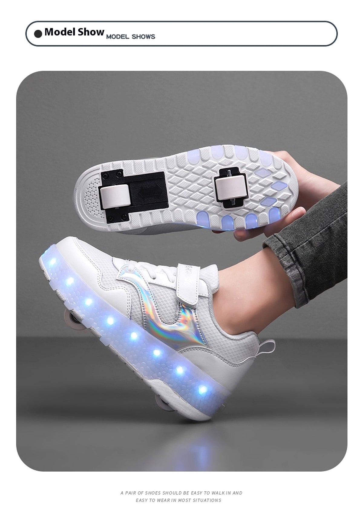 Mesh Heelys Double-wheeled Boys And Girls Skate Shoes - enhanced image 2