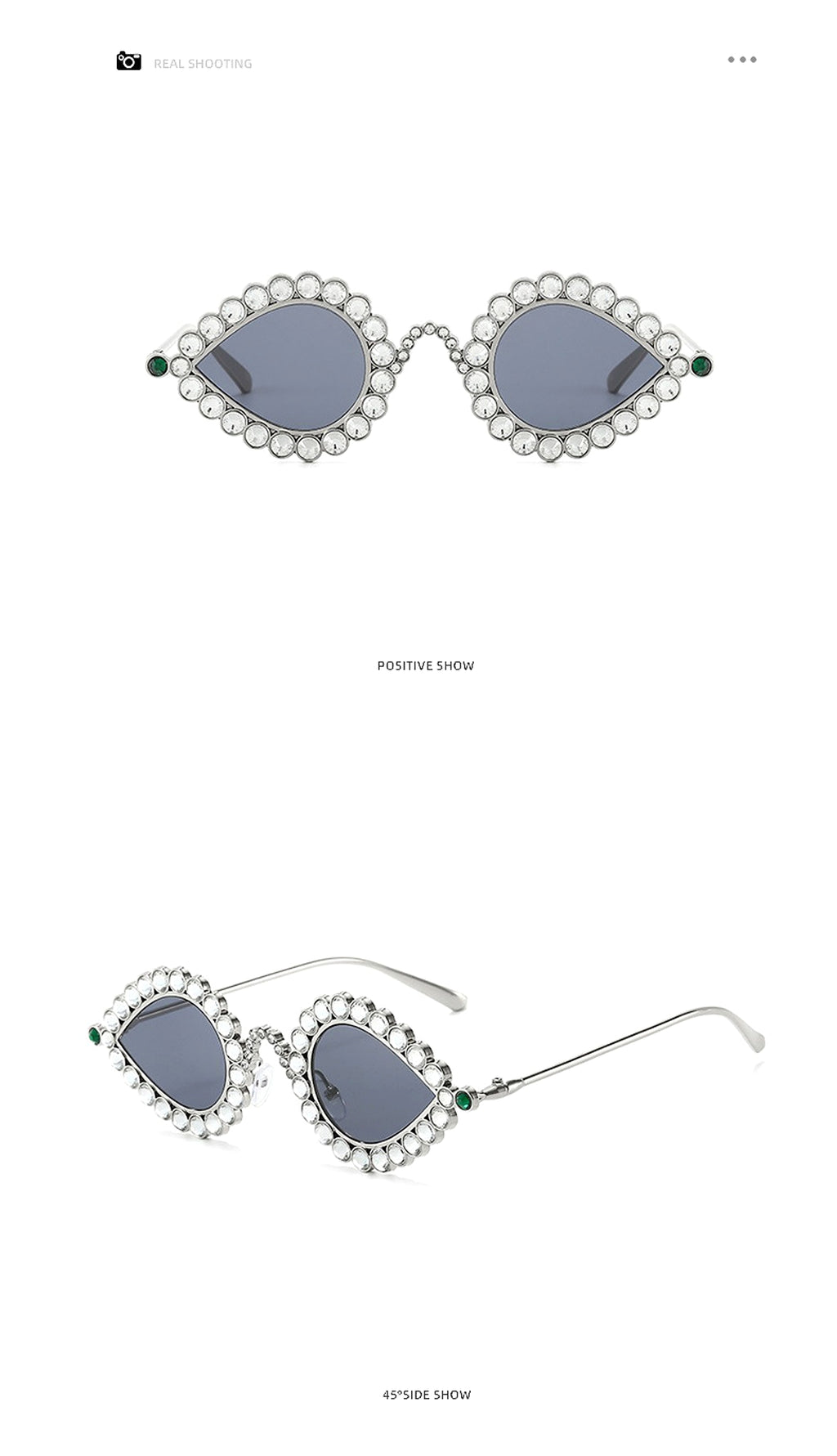 Z. Metal Small Frame Diamond Sun Glasses Accessories - enhanced image 2