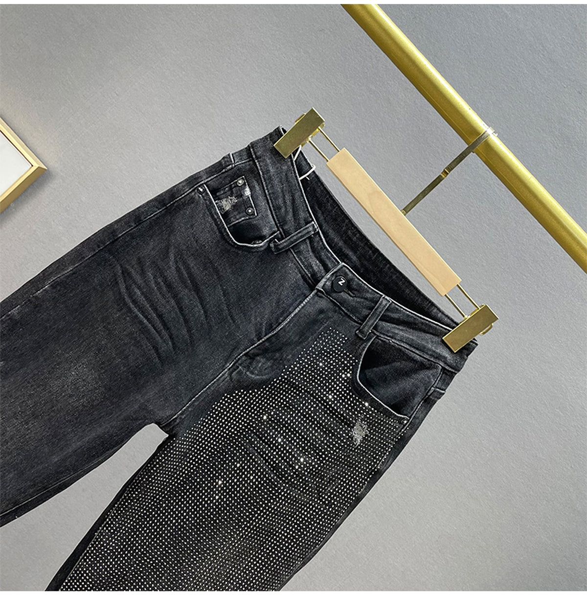 Midnight Spark Rhinestone Jeans – Haute Edition 25 - enhanced image 2