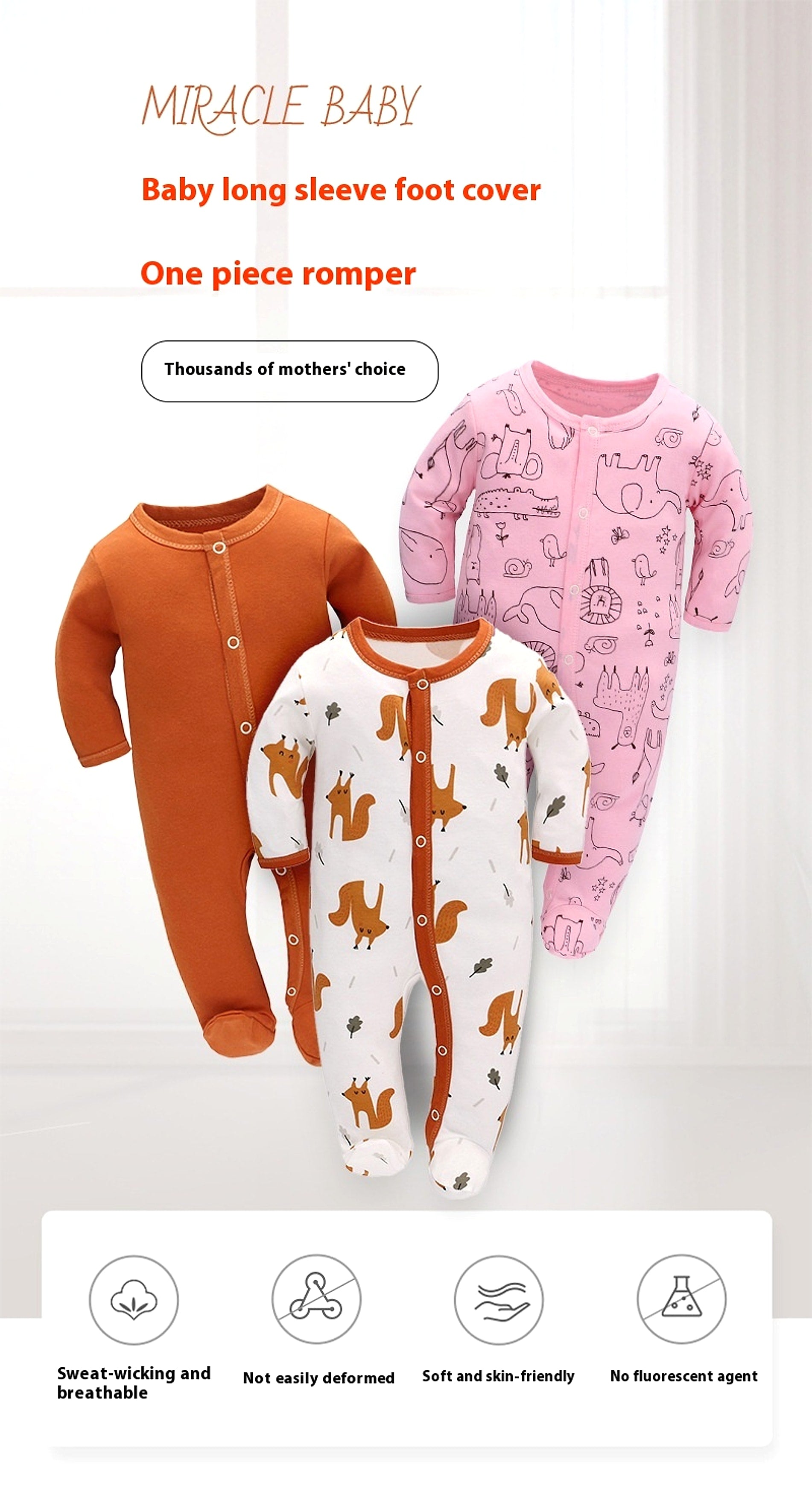 MiniSnug™ – Long Sleeve Baby Romper with Animal Print - enhanced image 2