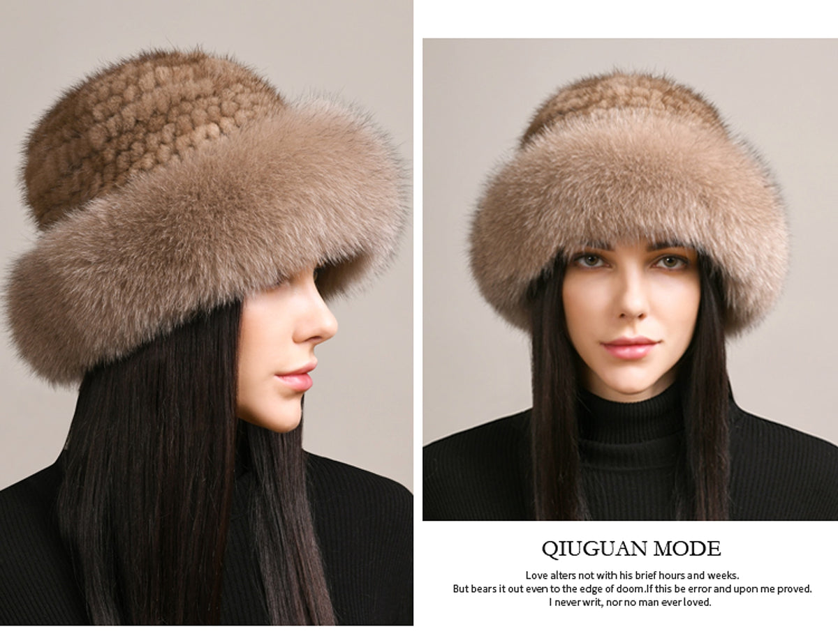 Mink Hair Hat Lady Braided Fur Winter Winter - enhanced image 2