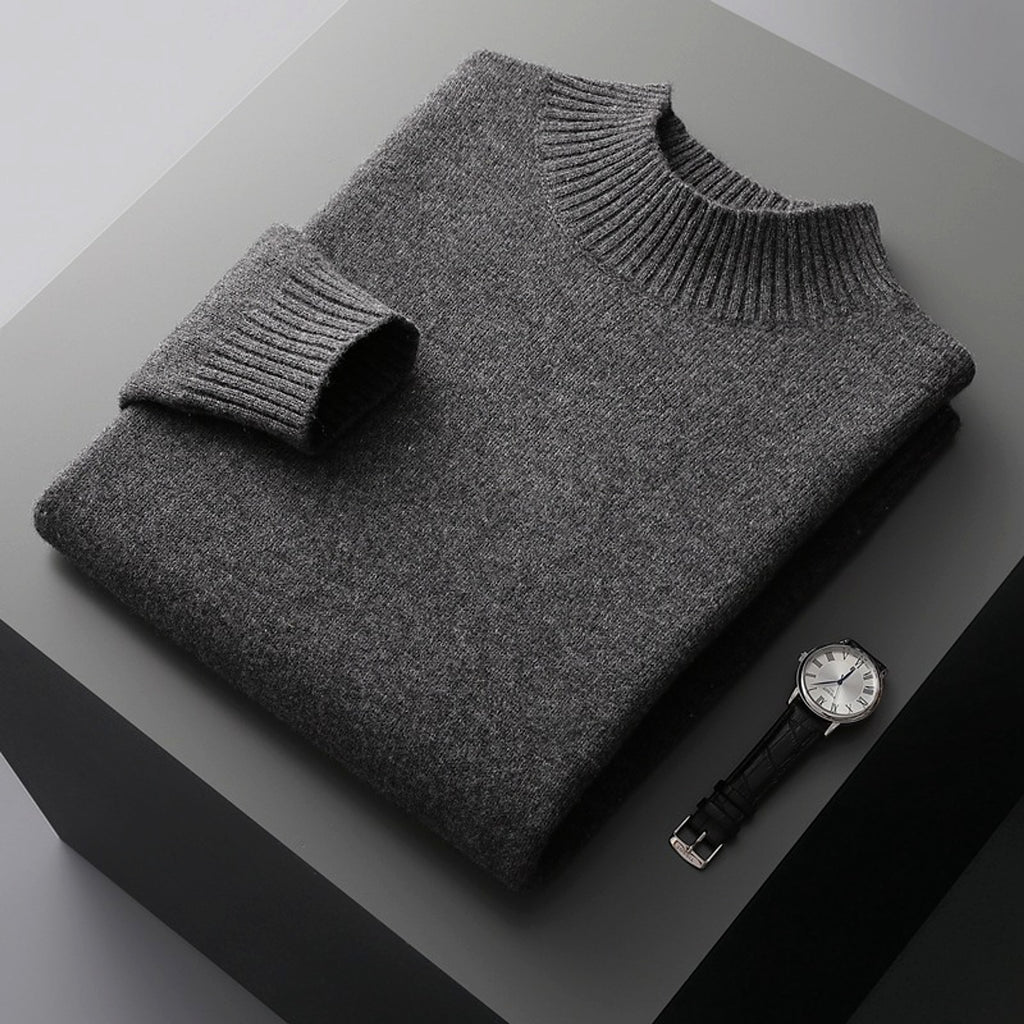Mock Neck Sweater Men's Pure Wool - enhanced image 2