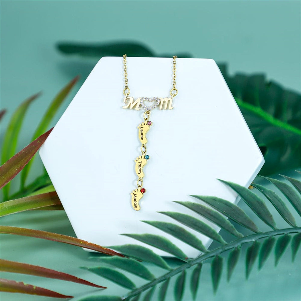 Mother's Day MOM Foot Personalized Necklace - enhanced image 2