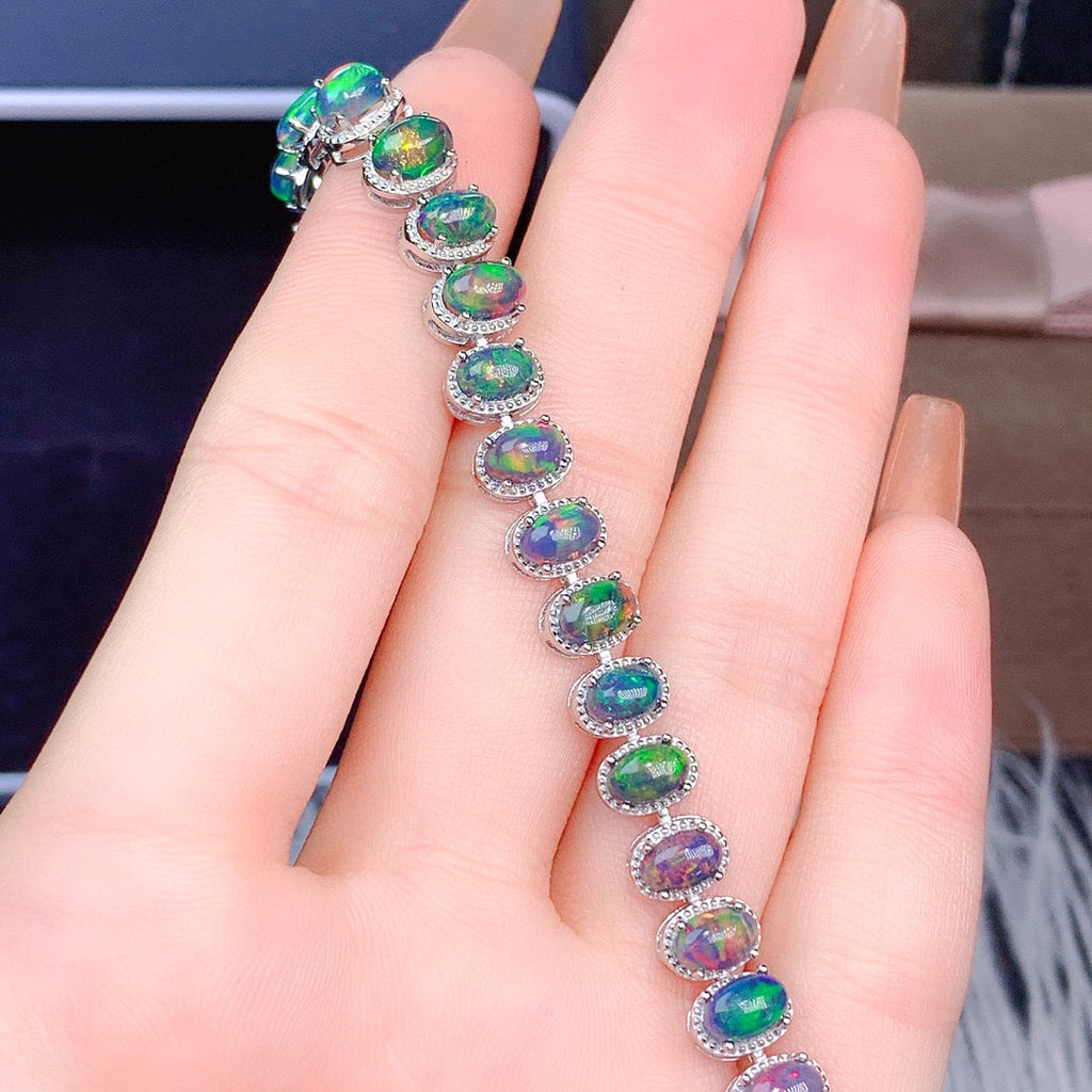 Natural Colorful Black Opal Bracelet Female Crystals - enhanced image 2