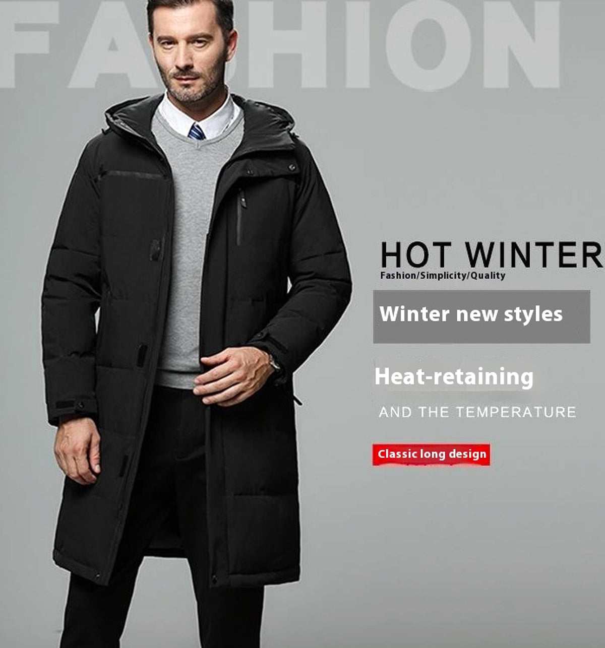 New Down Jacket Men's Mid-length - enhanced image 2