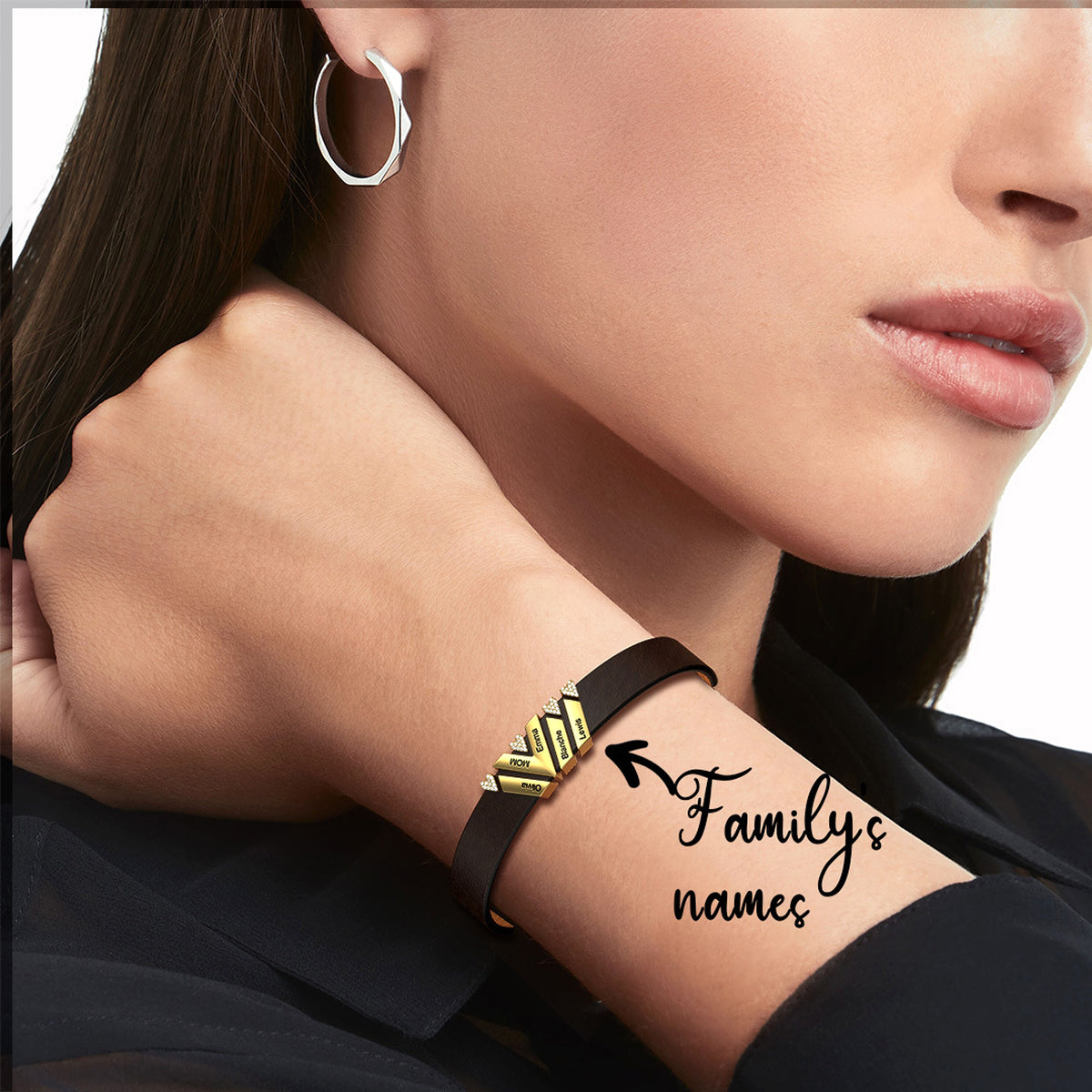 New Leather DIY Lettering Bracelet Drill Buckle - enhanced image 2