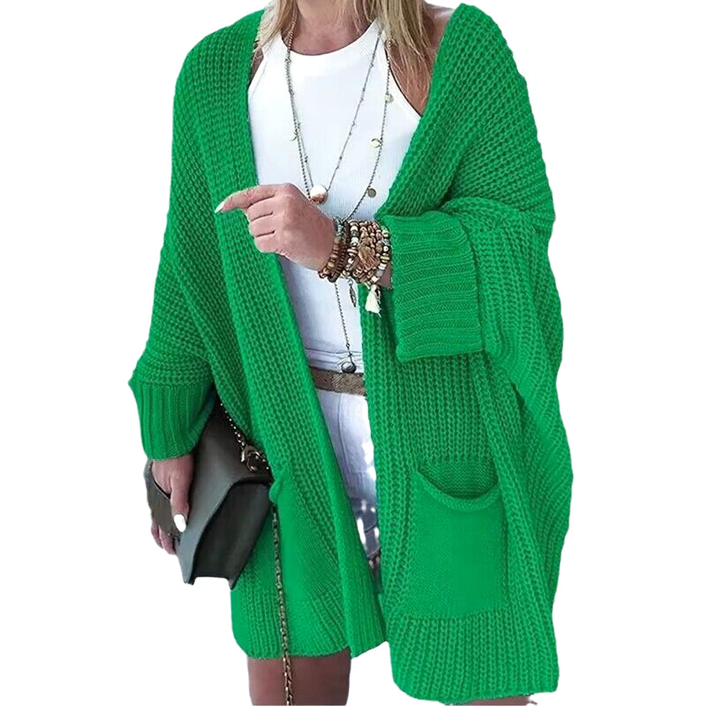 New Solid Color Loose Knitted Sweater Mid-length Coat - enhanced image 2