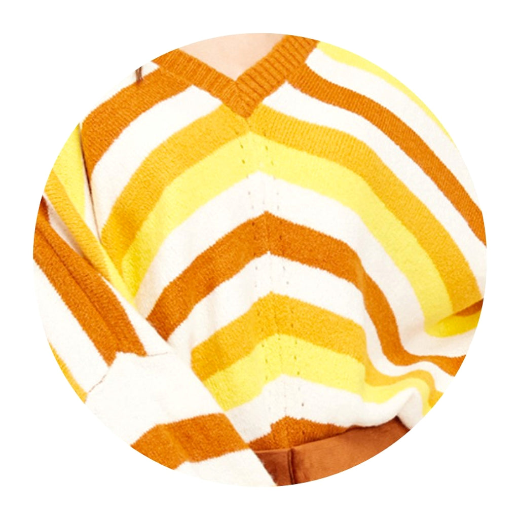 New striped stitching loose V-neck sweater women - enhanced image 2