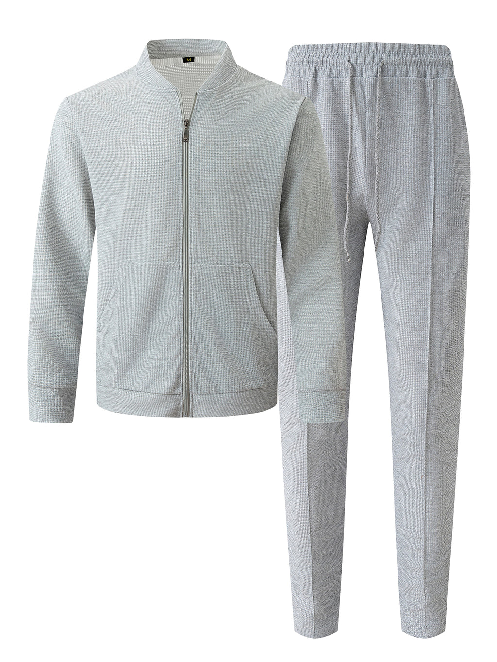 New Waffle Baseball Uniform Pocket Zipper Jacket Coat Set - enhanced image 2