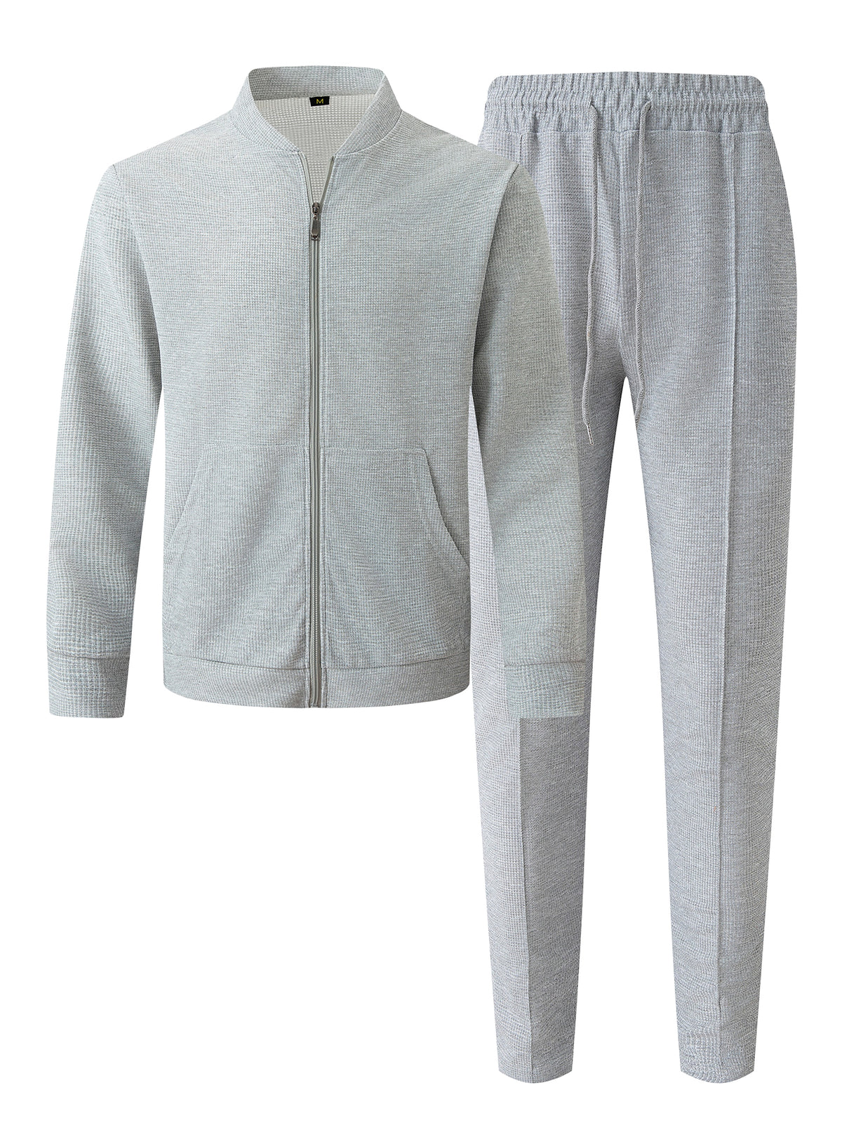 New Waffle Baseball Uniform Pocket Zipper Jacket Coat Set - enhanced image 2