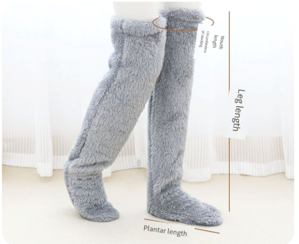 Over Knee High Fuzzy Long Socks Winter Warm Cold Leg Knee Joint Cold-proof Stockings Home Floor Sleeping Socks - enhanced image 2