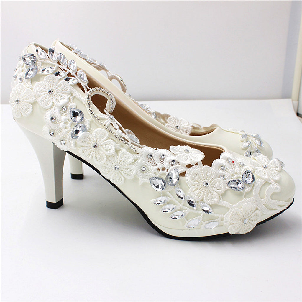 Oversized Women's White Shoes Round Toe Leather - enhanced image 2
