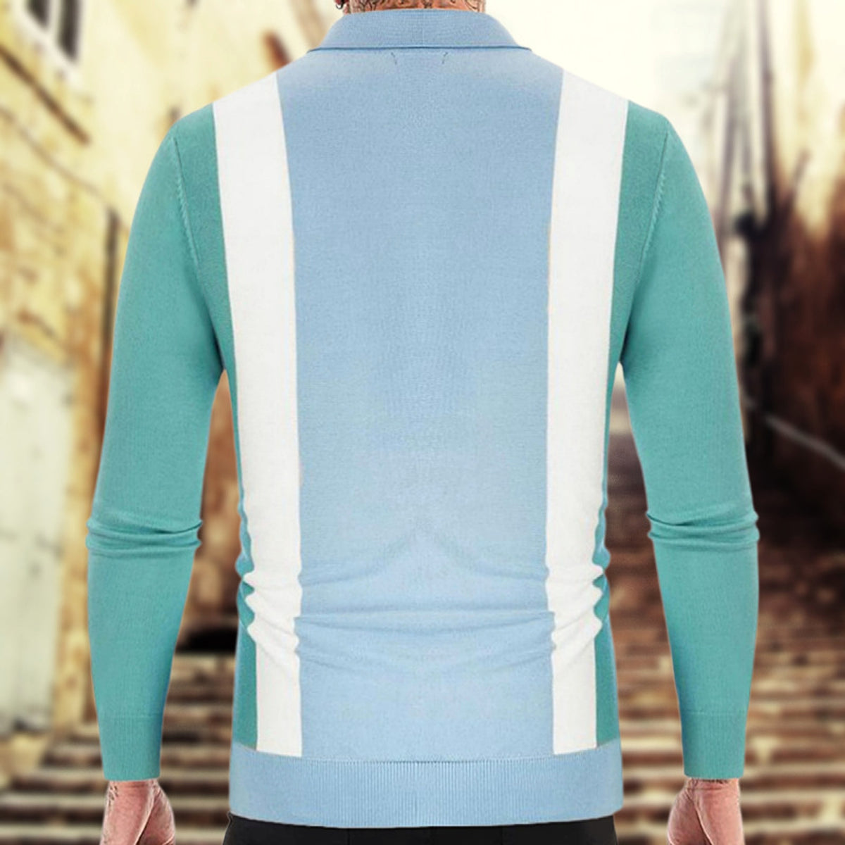 Patchwork Contrast Color Business Casual Polo (T-Shirt) - enhanced image 2