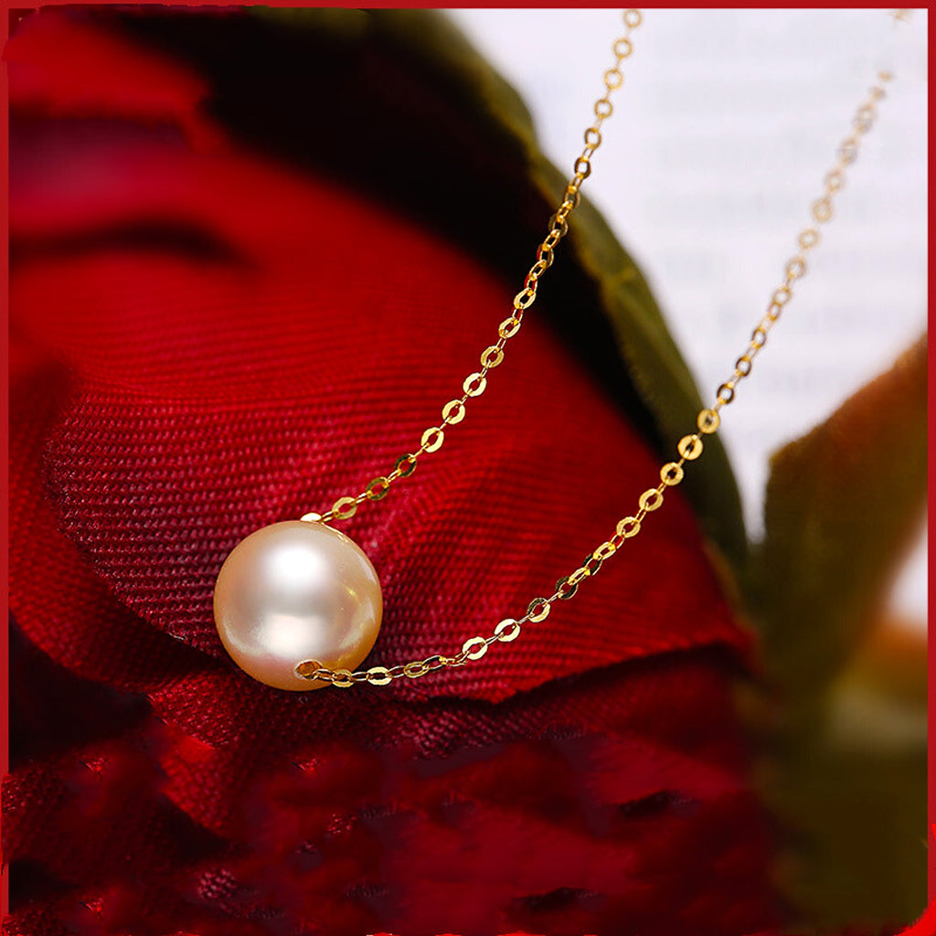 Perfect Round Glare Necklace Seawater Pearl Pendant - enhanced image 2
