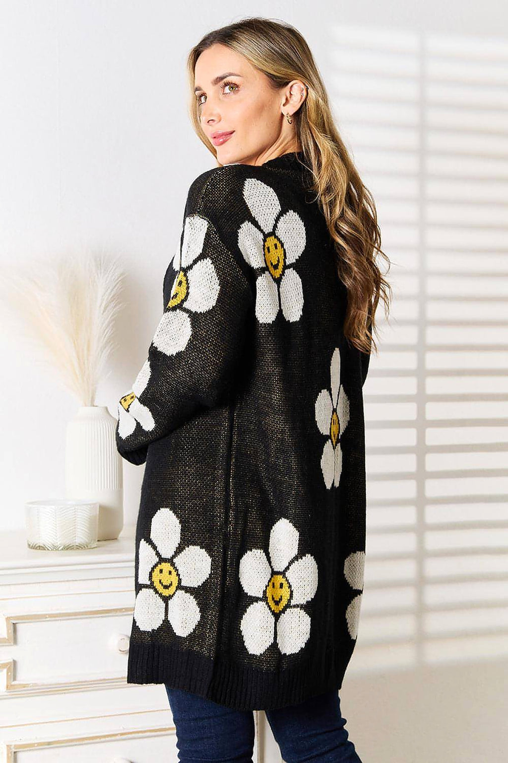 Perfee Floral Button Down Longline Cardigan - enhanced image 2