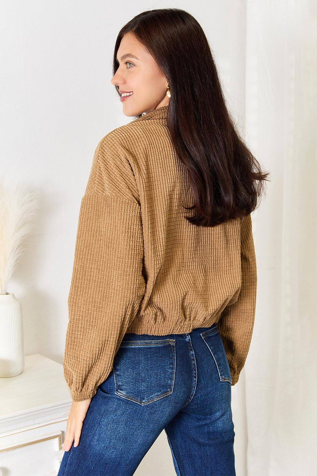 Perfee Long Sleeve Dropped Shoulder Jacket - enhanced image 2