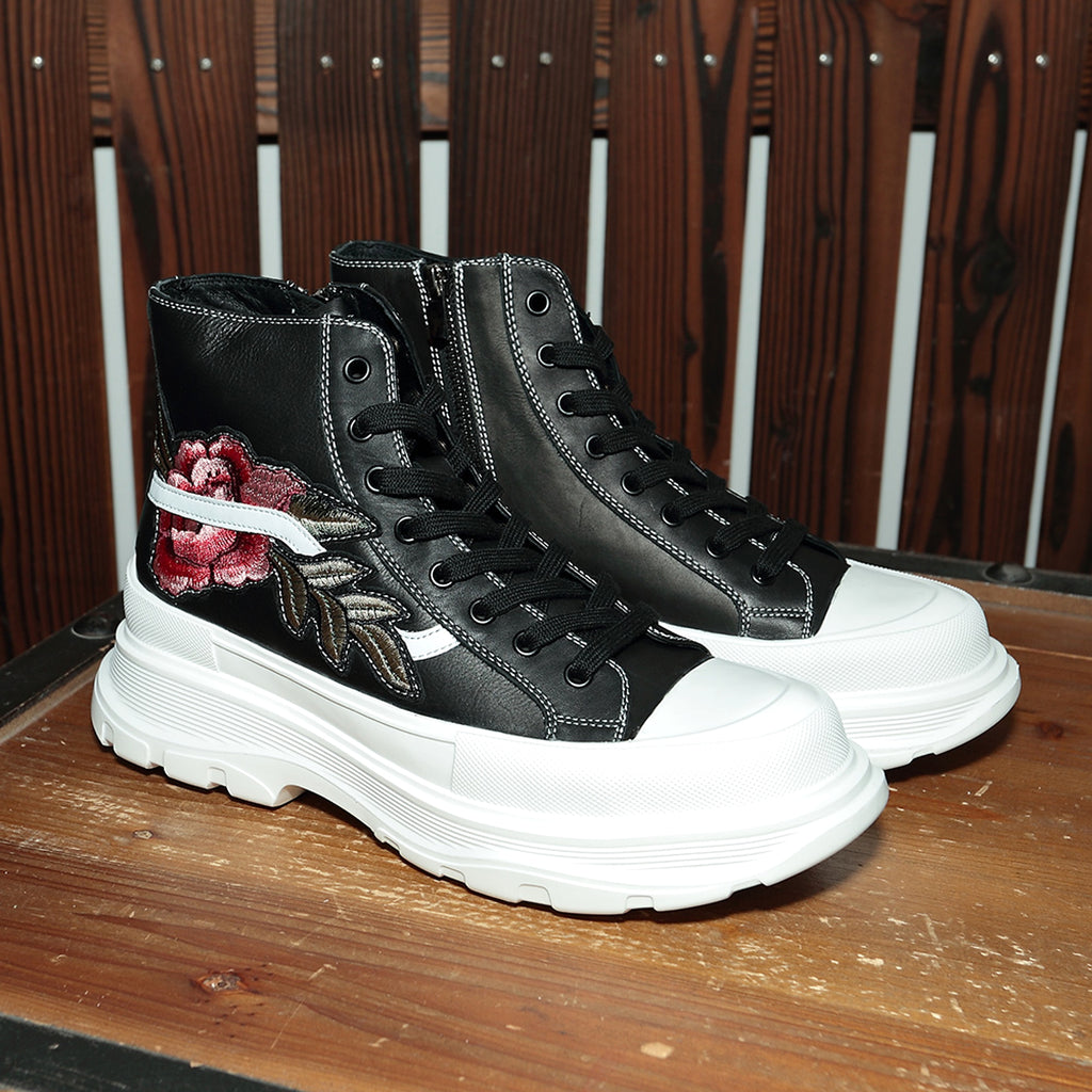 UrbanReign™ – Embroidered Leather High-Tops - enhanced image 2