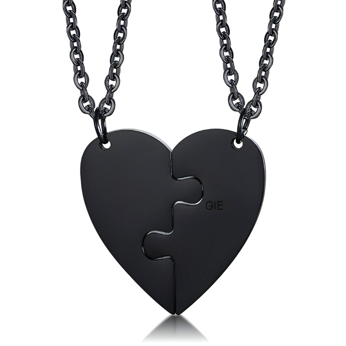 Custom Engraved Heart Puzzle Necklace – Stay Connected, Always! - enhanced image 2