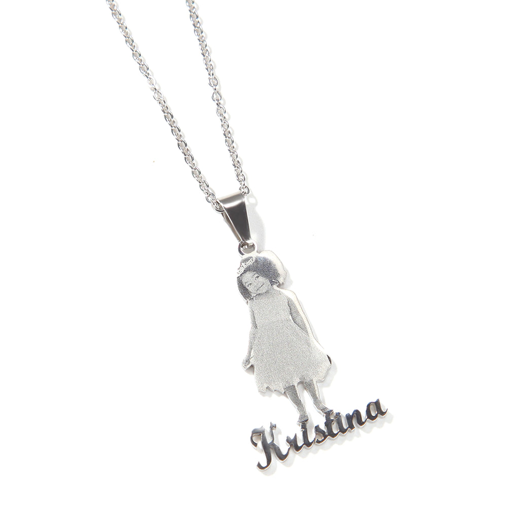 Photo Letter Stainless Steel Necklace Pendant - enhanced image 2