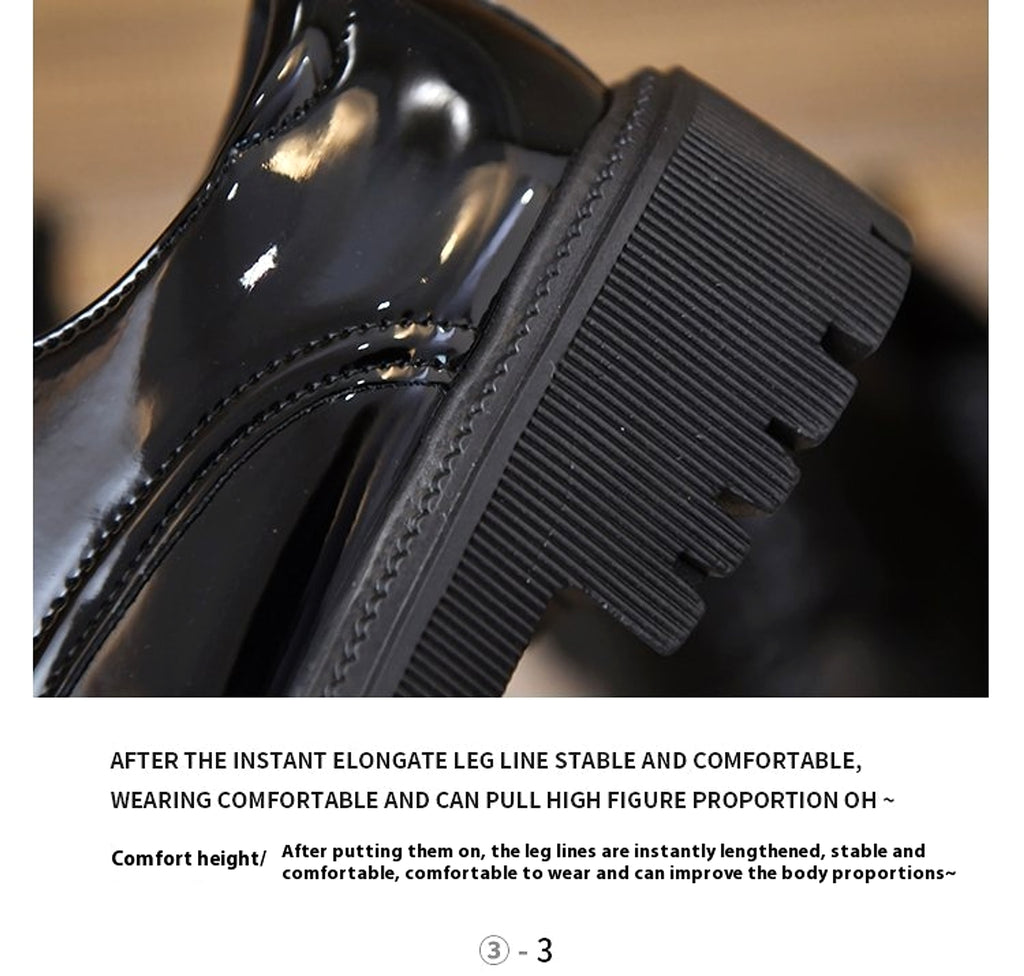 Platform Leather Shoes Women's British Style Slimming - enhanced image 2