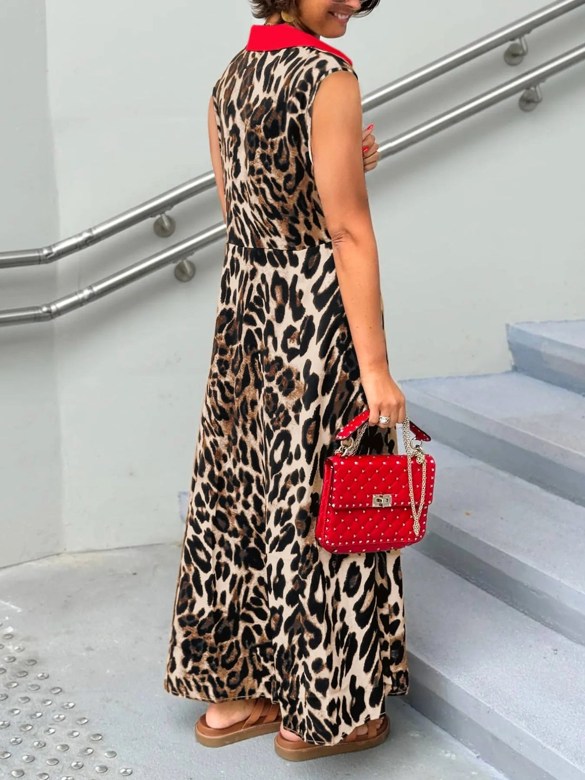 Plus Size Leopard Print Sleeveless Maxi Dress - enhanced image 2