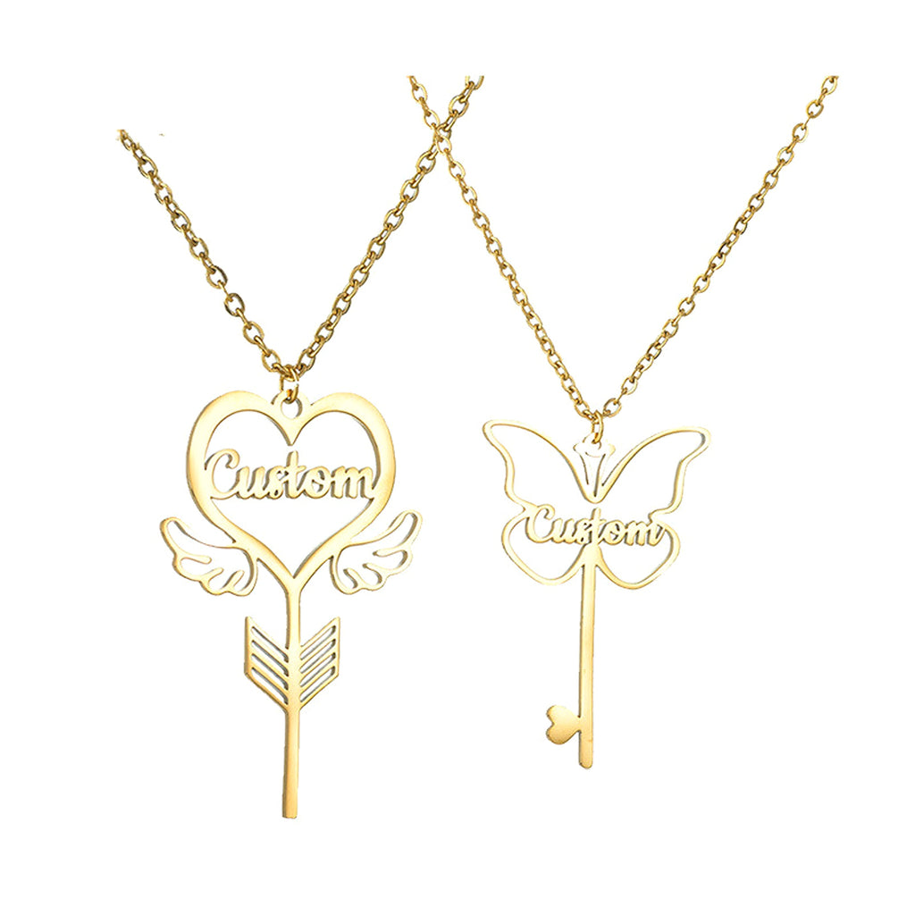Popular Name Necklace Small Design Sense Love Butterfly Shape Key Pendant Necklace Gift - enhanced image 2