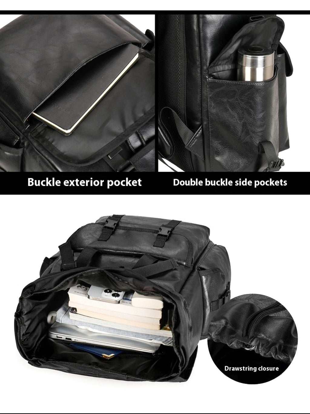 ALLFASHION™ – RollTop UrbanEdge Backpack (PU Leather) - enhanced image 2