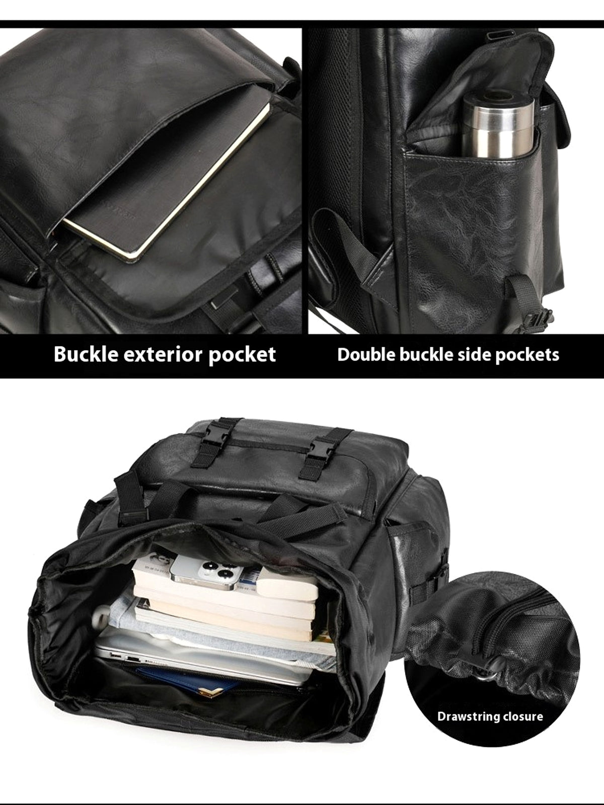 ALLFASHION™ – RollTop UrbanEdge Backpack (PU Leather) - enhanced image 2