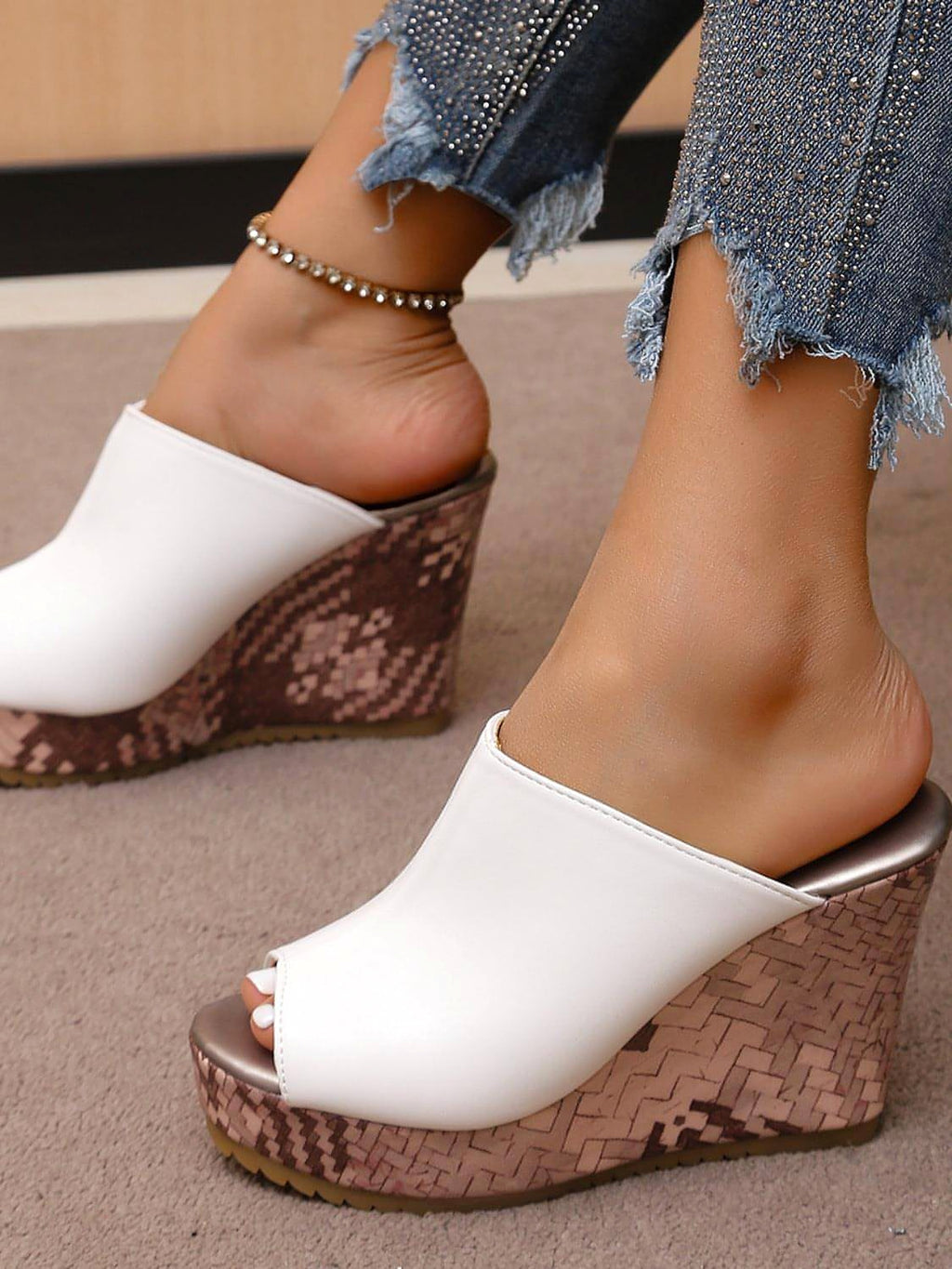 PU Leather High Heel Sandals - enhanced image 2