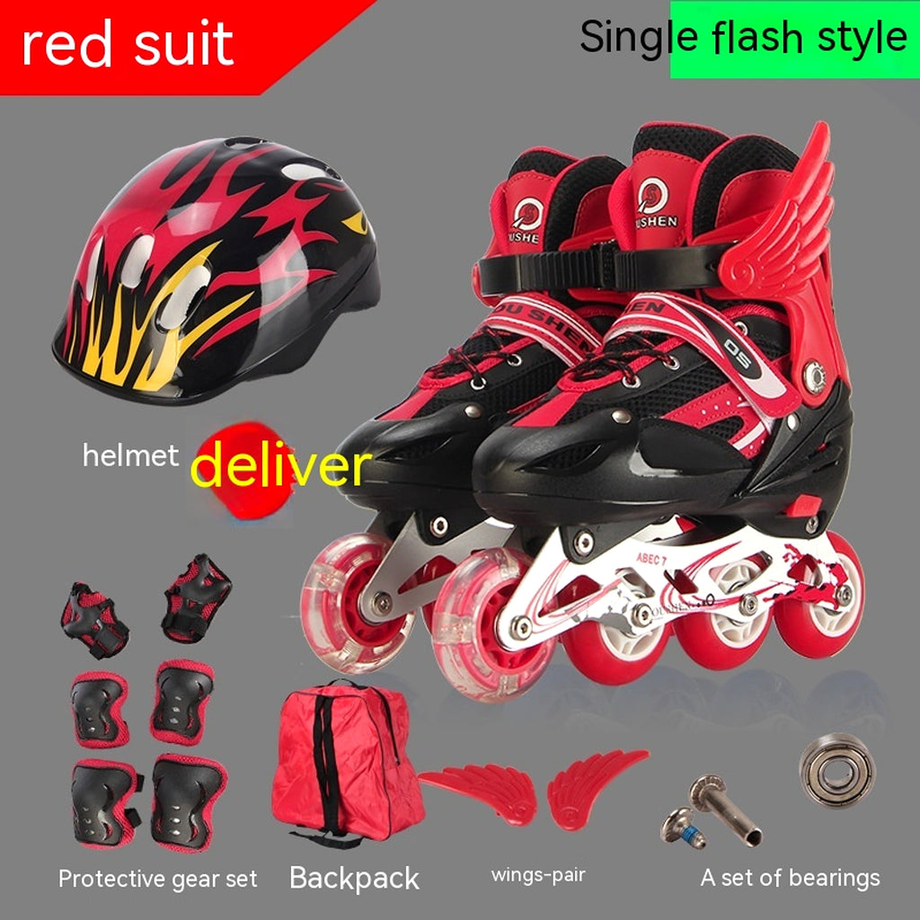 Pu Single Wheel Adjustable Children's Roller Skates - enhanced image 2