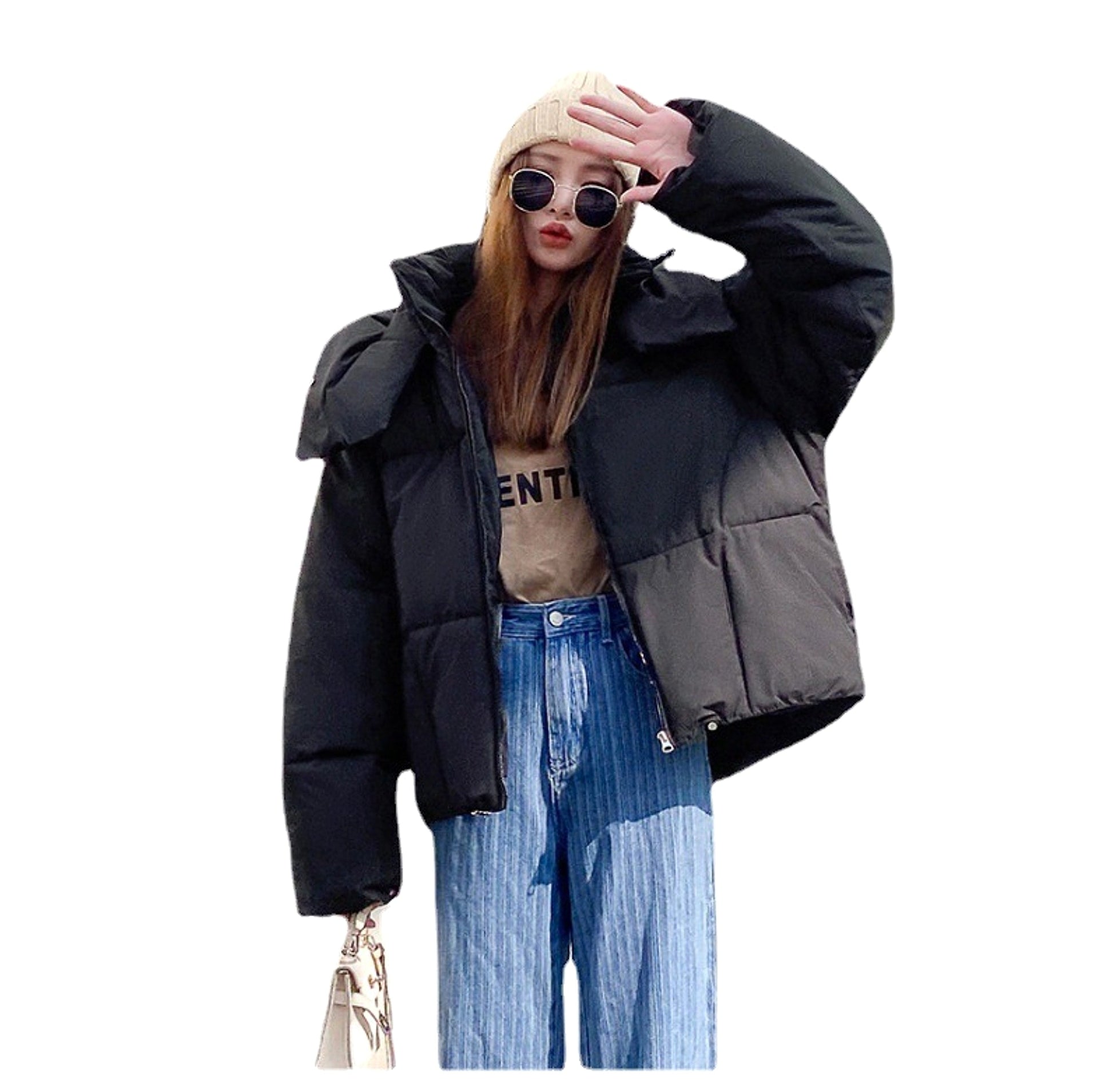 Puffy Hooded Bread Short Cotton-padded Jacket For Women Thick Loose