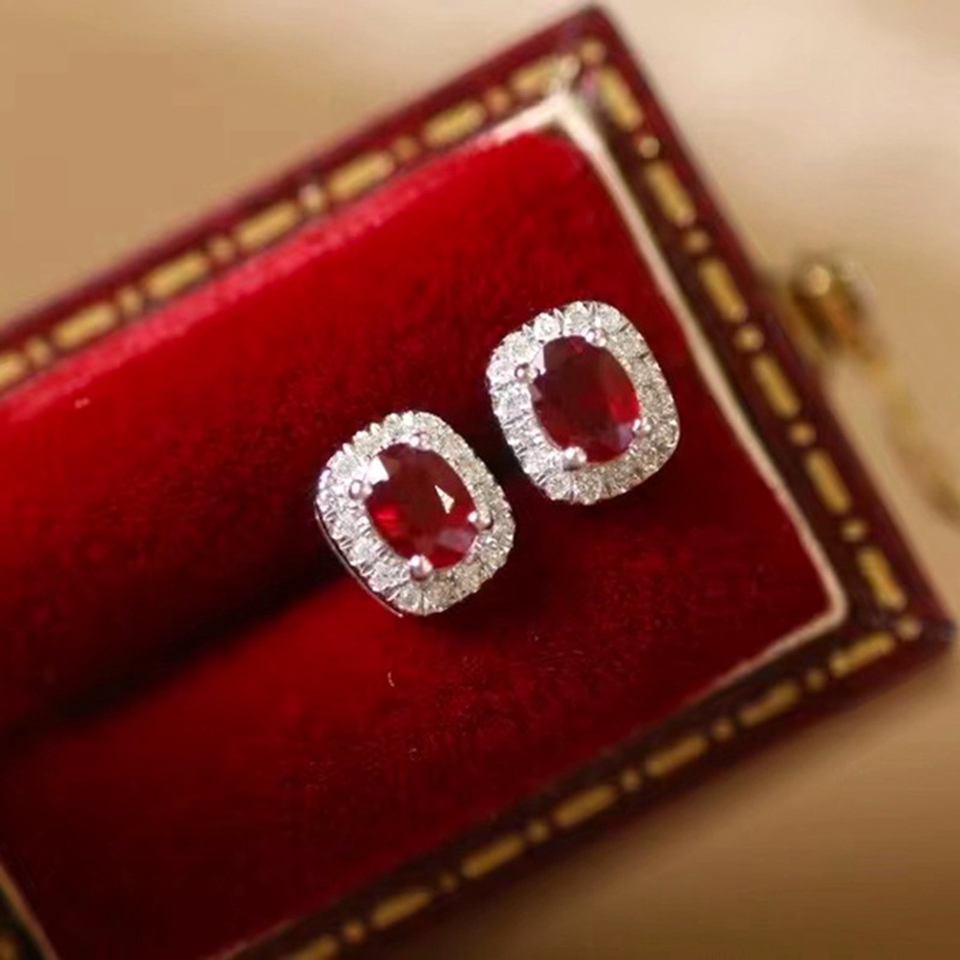 ❤️‍🔥 HF™ – Pigeon Ruby Studs | 18K Royal Edition - enhanced image 2
