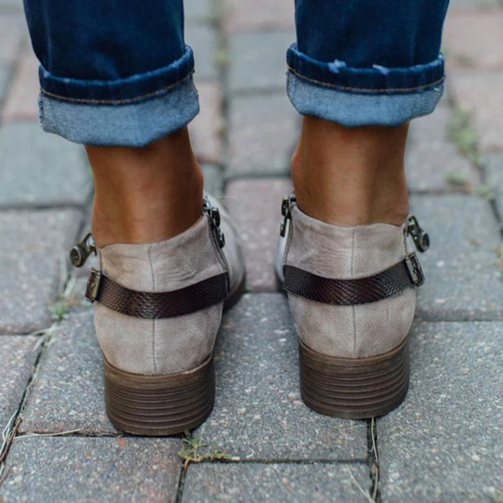 Business Boots With Side Zipper Belt Women's Shoes - enhanced image 2