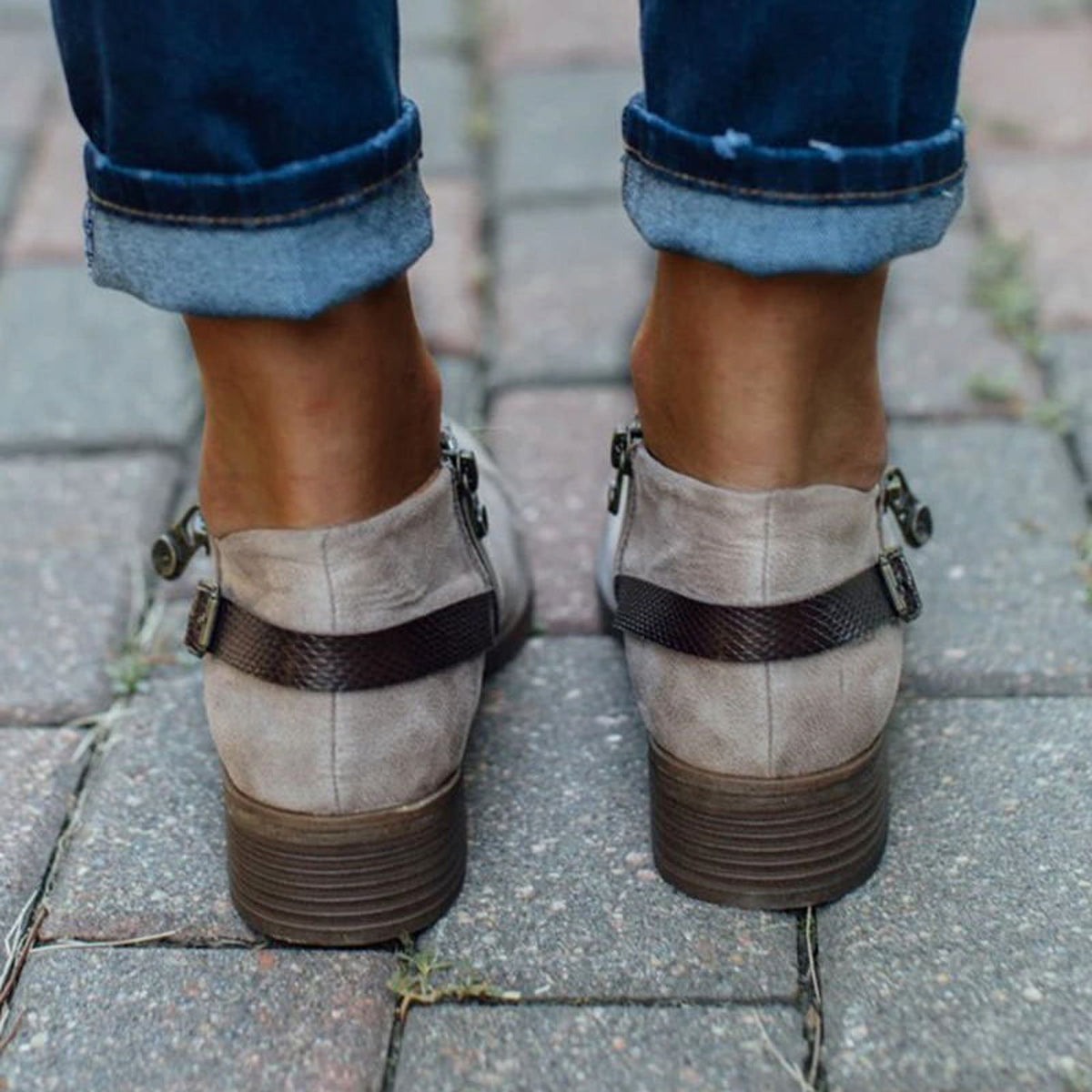 Business Boots With Side Zipper Belt Women's Shoes - enhanced image 2