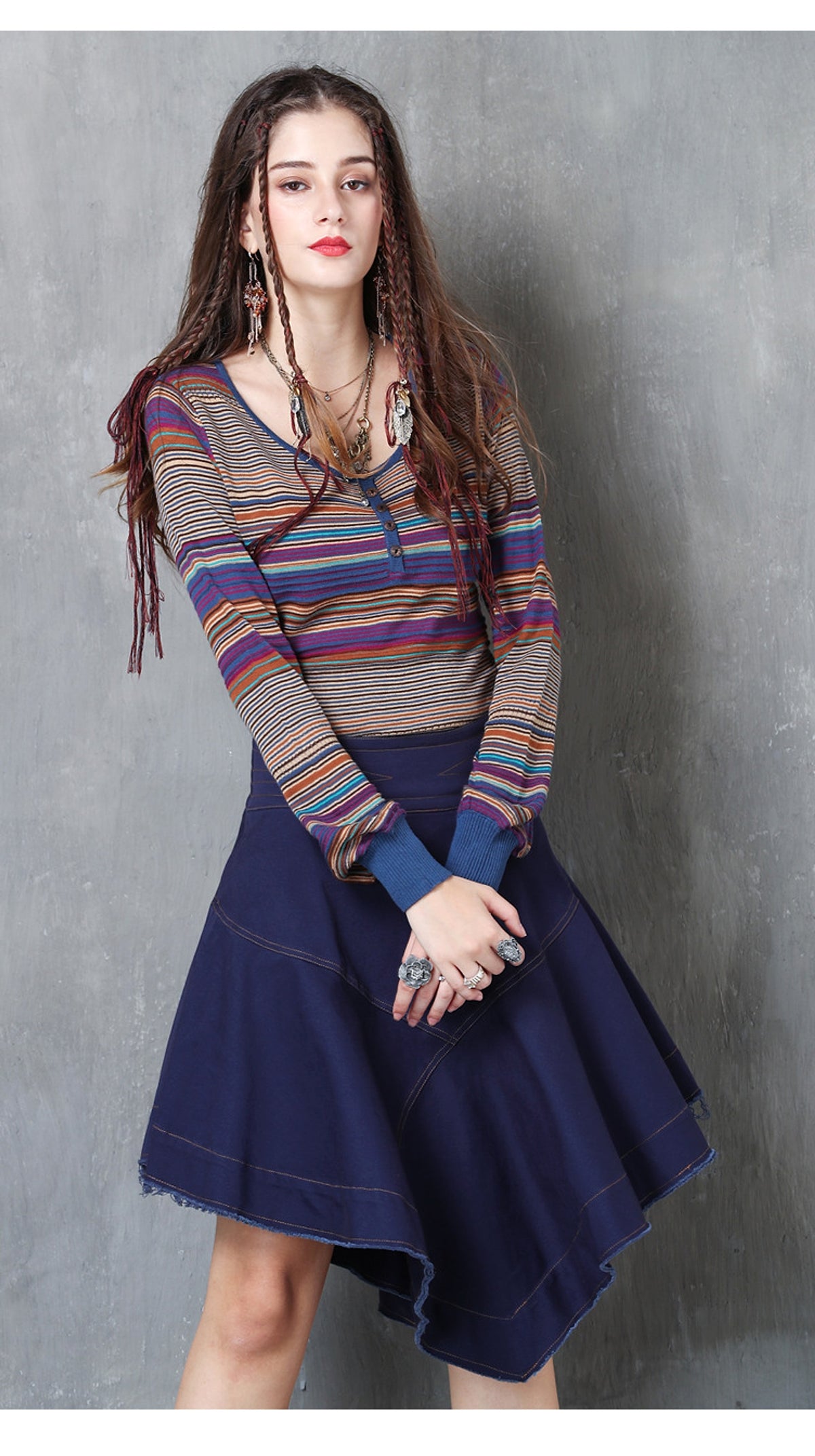 Retro Cotton and Linen Long-Sleeved Sweater Bottoming Shirt Women - enhanced image 2