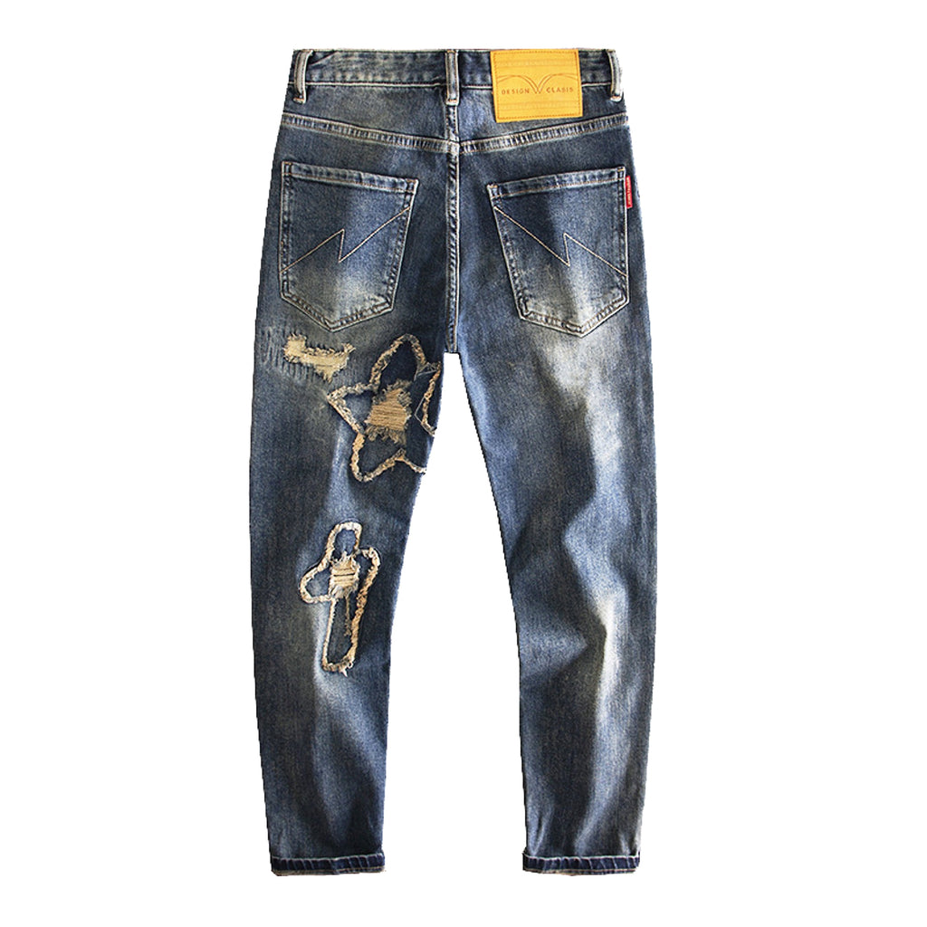Retro Fashion And Personalized Ripped Jeans For Men - enhanced image 2