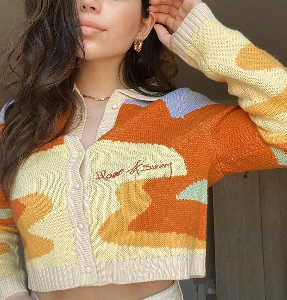 Retro sweater cardigan women knitwear - enhanced image 2