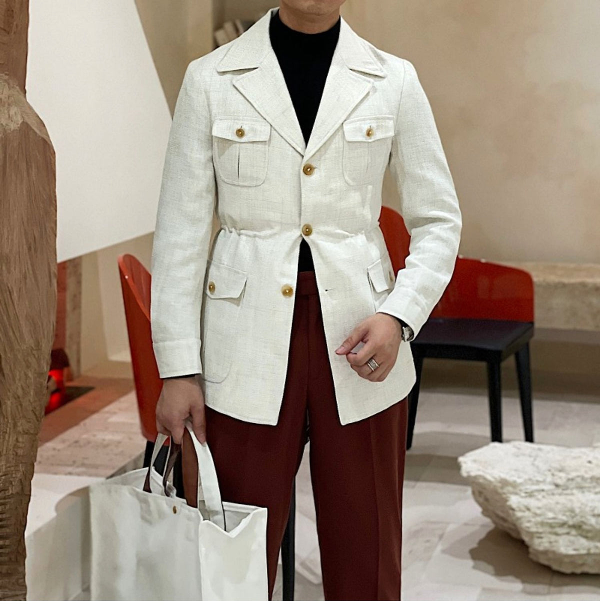 CinchForme™ – Retro Waist-Cinched Casual Suit Jacket - enhanced image 2